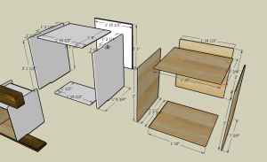 SketchUp mockups of the cabinets