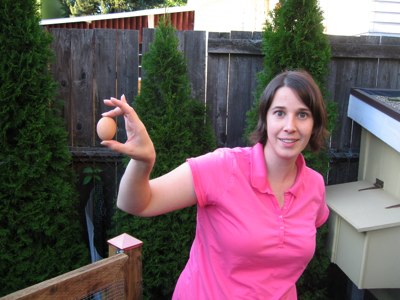 Michelle holding first Egg