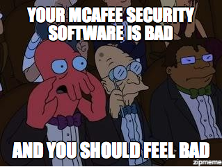 Tweet: If you’re a Mac user who is forced to use #mcafee…